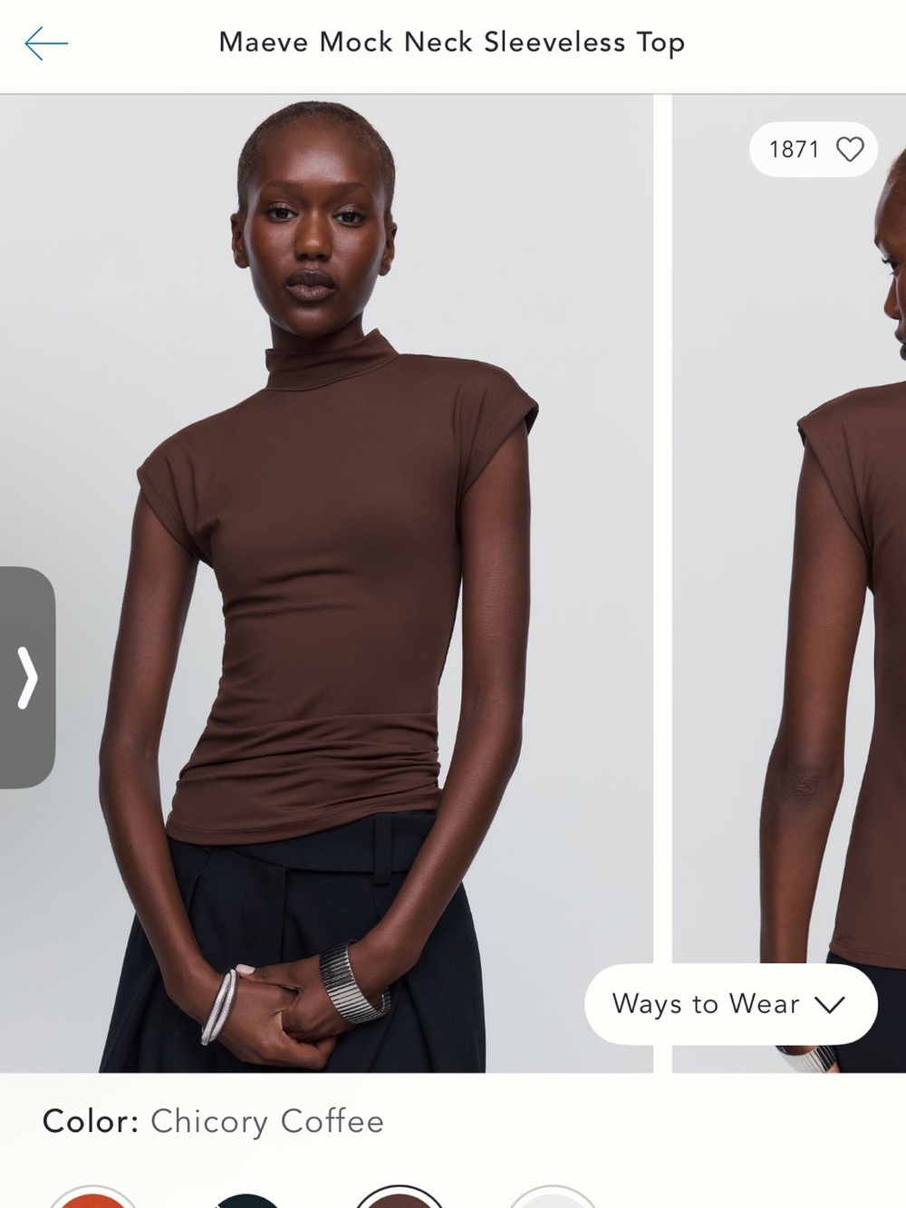 Maeve Mock Neck Sleeveless Top in Chicory Coffee